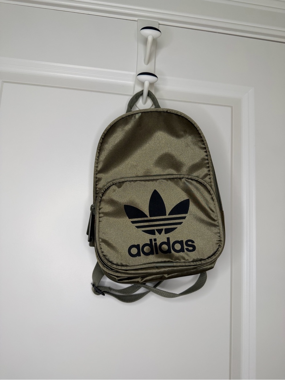 adidas Olive Mini Backpack with Black Trefoil Logo